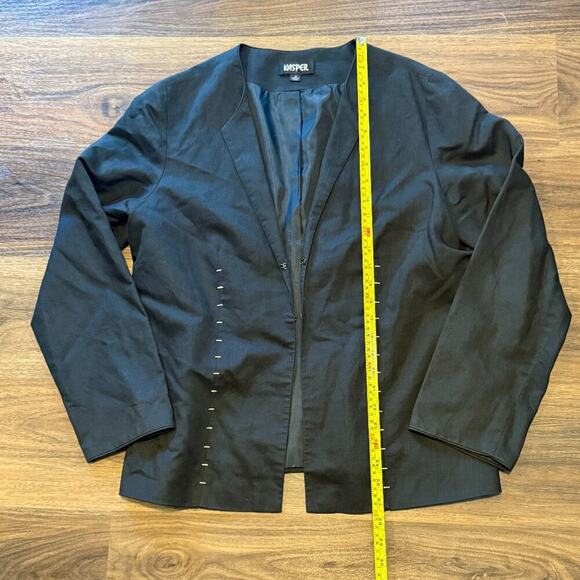 Kasper Black Linen Blend Blazer Jacket Women’s Size 14 Lightweight Career - Picture 4 of 9